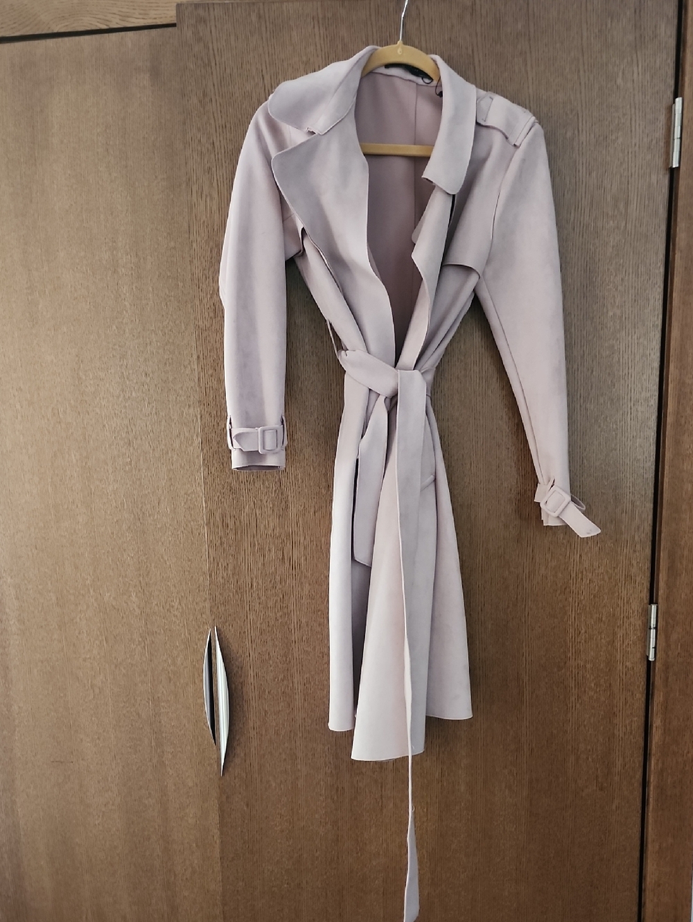 Zara Light Mauve Trench Coat with Waist Tie